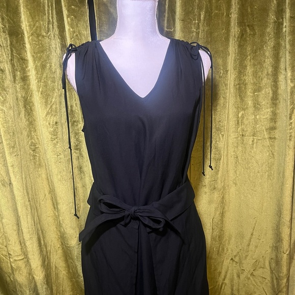 Derek Lam 10 Crosby Black Midi A-Line Dress Linen Viscose Black 8 - Picture 3 of 7
